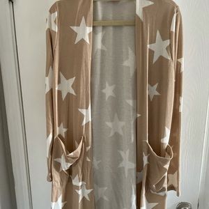 Pink lily tan star cardigan